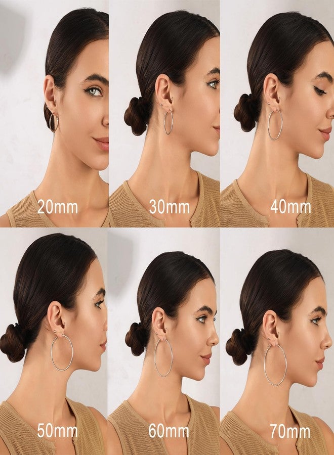 OOOPEL 2mm Sterling Silver Hoop Earrings For Women Large Silver Hoops Hypoallergenic Thin Big Silver Earrings For Women - Image 2